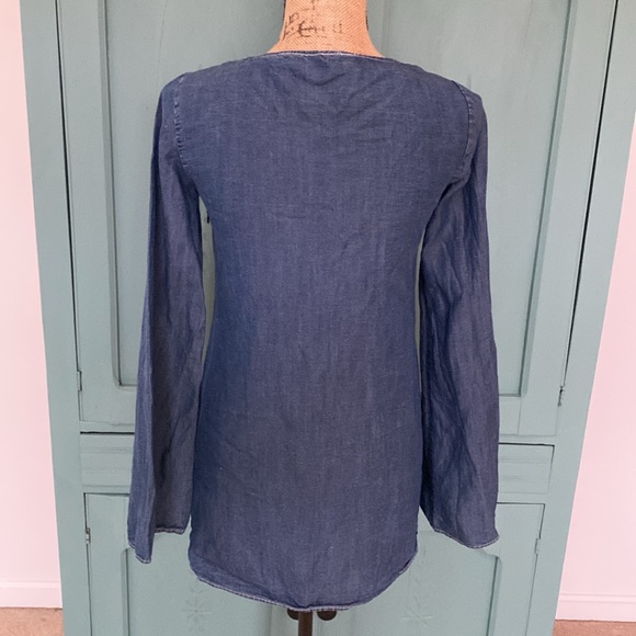 Zara Navy Denim Top. Small - Picture 3 of 12